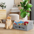 LOVSTORAGE 2X Thicker Large Cat Toy Bin Collapsible Cat Toy Box Sturdy Cat Toy Basket Kitten Toy Storage Bed for Organizing Cat Toys Treats Clothes and Accessories (Grey)