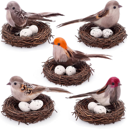 20 Pcs Artificial Birds with Nest and Egg Kit