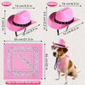 Pet Cowboy Costume, Dog Cowboy Hat with Bandana Scarf, Adjustable Cat Cowboy Hat for Party Cosplay Christmas, Halloween 