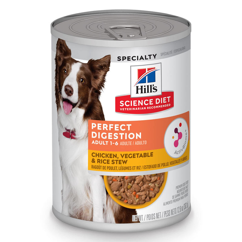 Hill's Science Diet Adult 1-6 Perfect Digestion Wet Dog Food, Chicken, Vegetable, & Rice, 12.8 oz. Cans, 12-Pack
