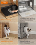 Feandrea Cat Litter Box Enclosure, Handwoven Rattan End Table, Extra Mat