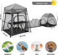 Catio Outdoor Cat Enclosure, 3-in-1 Extra Large Portable Cat Playpen with Tower Tent & Tunnel, Foldable Waterproof Mesh Catio for Indoor Outdoor Cats & Small Pets