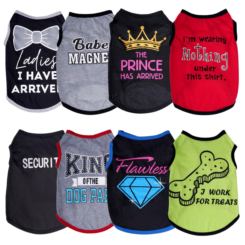 hoyuwak 8 Pieces Pet Shirts Funny Dog Printed Clothes Breathable Cool Puppy Sleeveless Vests for Summer