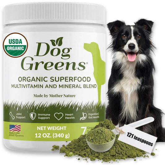 Dog Greens Superfood Multivitamin Powder - Dog Vitamins and Supplements, Organic Kelp, Spirulina, Sea Moss for Homemade Food, Kibble and Raw Meals, Energy, Immune, Joint & Skin Support for All Ages