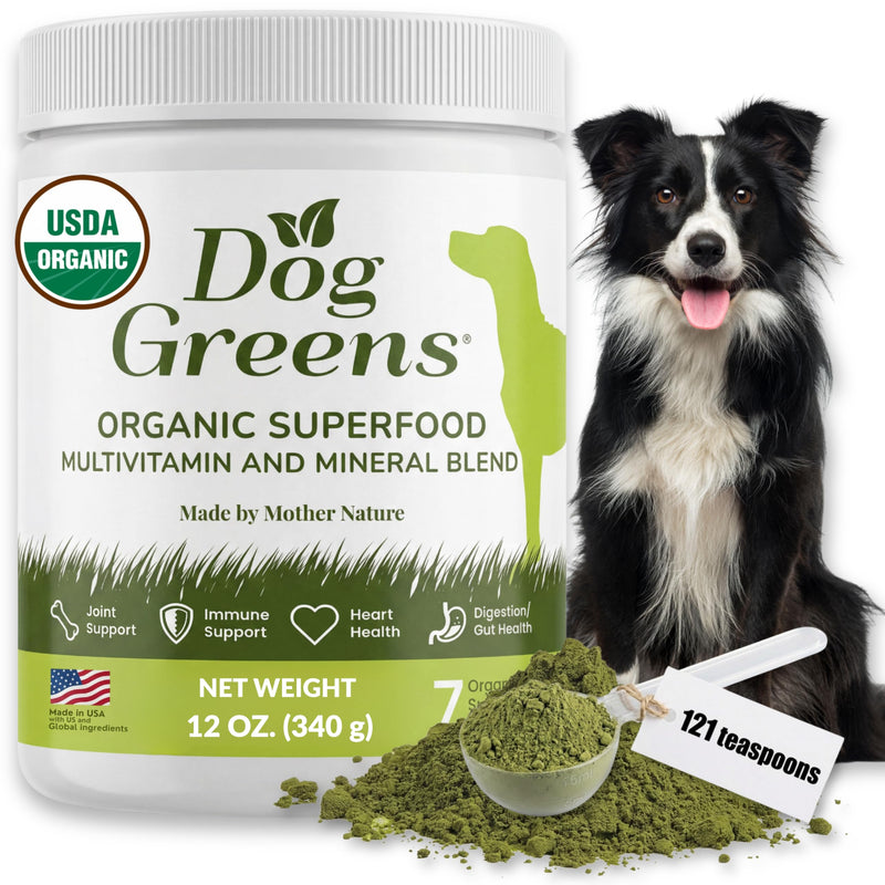 Dog Greens Superfood Multivitamin Powder - Dog Vitamins and Supplements, Organic Kelp, Spirulina, Sea Moss for Homemade Food, Kibble and Raw Meals, Energy, Immune, Joint & Skin Support for All Ages
