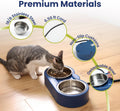 PawsPik Heated Water Bowl for Cats, 18/8 Stainless Steel Heated Pet Bowl, Outdoor Cat Bowl in Winter, Blue, 3 Cups