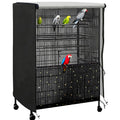 Universal Bird Cage Cover,Pet Cage Cover,100% Shading Oxford Cloth with PU Coating Layer,Good Night for Small Animals,Adjustable Soft Airy Nylon Mesh Net for Round Square Cages (Black, 35×25×47in)