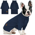 cyeollo Warm Small Dog Sweater, Knit Cold Weather Doggy Sweaters for Small Dogs Boy Pullover Winter Dog Clothes with Turtleneck for Indoor & Outdoor Wear, Navy M