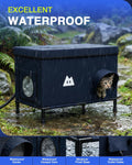 Heated Outdoor Cat House for Outside (Dark Blue,28"x16"x16")