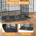 Homey Pet 37" Heavy Duty Stackable Dog Crate with Wheels for Medium Dogs