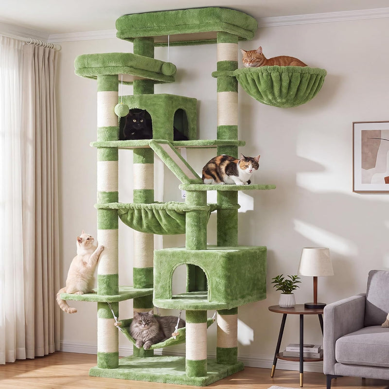 Heybly Cat Tree, 71-Inch-Tall Tower for Indoor Cats with 2 Perches HCT034GR