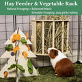 Guinea Pig Hay Feeder Wooden Rabbit Hay Rack Bunny Treat Holder Vegetable Dispenser Foraging Toy Cage Accessories for Ch