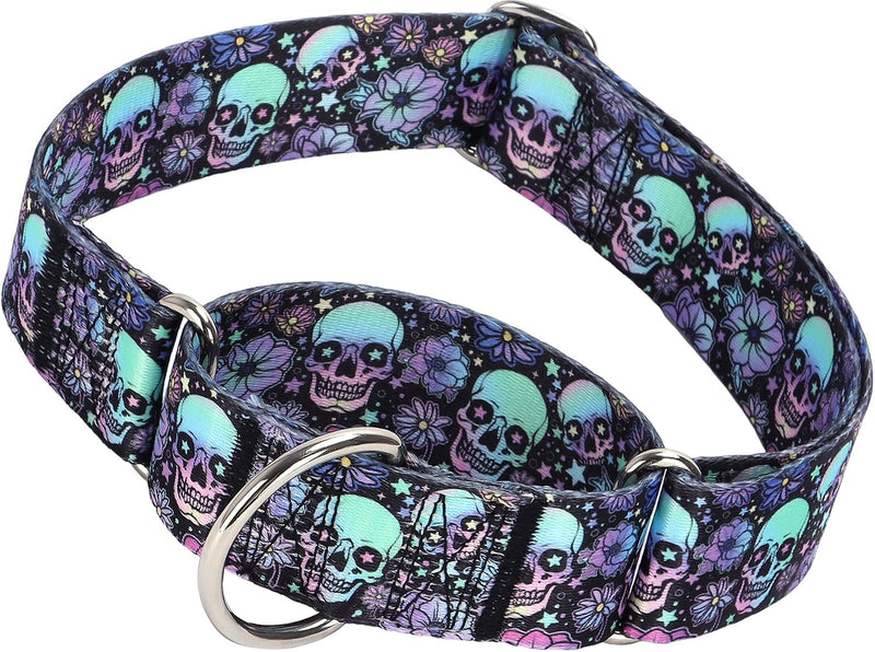 1.5 inch Skulls Martingale Collar for Dogs,Training Collar for Large Dogs
