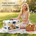 Foldable Hard Cat Carrier, Transparent Pet Crate for Cats & Small Dogs, Collapsible Travel Kennel with Ventilation & Uri