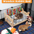 BWOGUE Large Wooden Rabbit Bed, Bunny Bed with Removable Cushion, 2-in-1