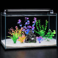AQUANEAT Artificial Aquarium Plants, Plastic Fish Tank Decorations with Rock Cave, 8pcs