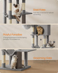 Feandrea Cat Tree, 69-in Large Cat Tower, Multi-Level Condo, Dove Gray