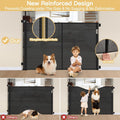 Reinforced 42" Extra Tall Pet Gate 55" Wide Retractable Baby Gate with Support Rods - Retractable Dog Gate Indoor/Outdoor Retractable Gate, Bottom Anti-Escape Tall Dog Gates for Doorways, Black