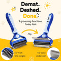 2-in-1 Deshedding Brush and Dematting Rake - Double Coat Undercoat Grooming Tool for Dogs and Cats, Reduces Shedding by 