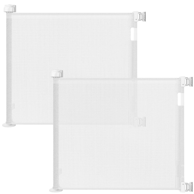 Veraste (2 Pack) Retractable Baby Gate for Doorways and Stairs, Mesh Safety Gate for Pet, Indoor & Outdoor Use, One-Hand Operation, Easy Installation, 33.6
