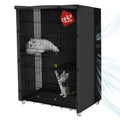 ExploreLand Breathable Catio Cover,Blackout Cat cage Cover for Pets' Good Night &Sunshade,36" L x 24" W x 50" H,Fits for Amazon Basics Cat Cage(Cover Only)