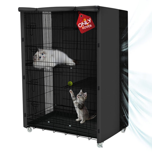 ExploreLand Breathable Catio Cover,Blackout Cat cage Cover for Pets' Good Night &Sunshade,36" L x 24" W x 50" H,Fits for Amazon Basics Cat Cage(Cover Only)