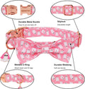 ADOGGYGO Pink Halloween Dog Collar Girl, Ghost Bow Dog Bow Tie Collar L