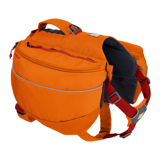 Ruffwear, Approach Pack Dog Backpack, Weight‑Forward Saddlebags with Flopper Stoppers, 5‑Point Adjustable Fit, Padded Handle, Dual Leash Points, Reflective Trim, Campfire Orange, Medium