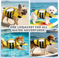KOOLTAIL Dog Life Jacket, Cute Bee Front Float Dog Life Vest for Swimming Boating, Reflective Pet Lifesaver Swimsuit with Rescue Handle and Chin Float, Super Buoyancy for Puppy Small Medium Dogs, L