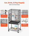VEVOR Bird Cage, 24.6 x 16.7 x 53.9 inch, Flat Top, Wrought Iron Bird Flight Cage with Perches, Slide-Out Tray and Plast