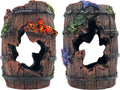 GSD Star-Fish Broken Barrel Decor Resin Betta Tank Accessories Ornaments for Cave Hide Decorations, Broken Barrel x 1pc,