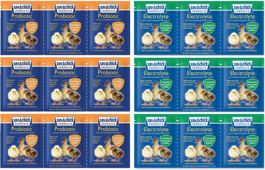 18 Piece Bundle - 9 Packets of Sav-A-Chick Electrolyte and Vitamin Plus 9 Packets of Sav-A-Chick Probiotic