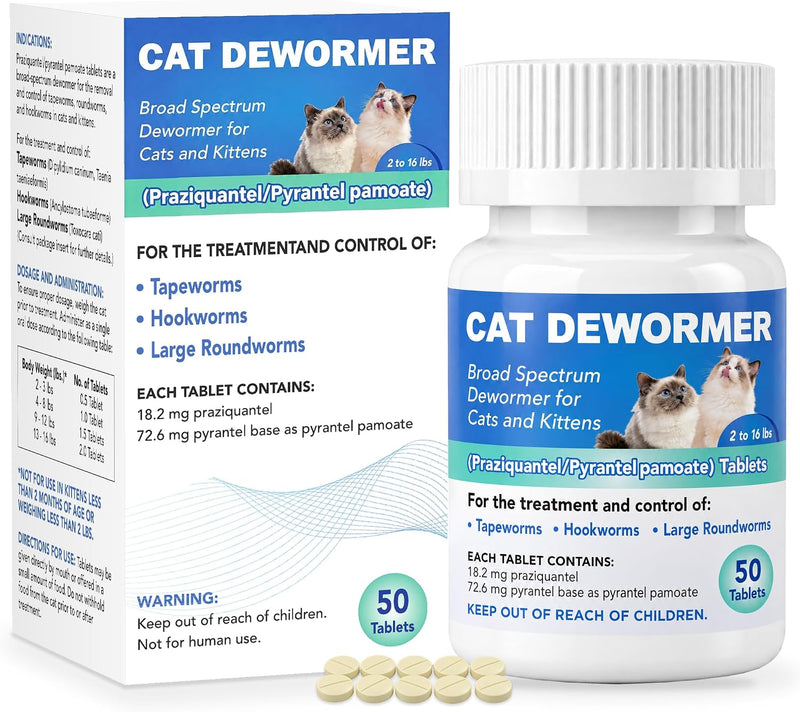 Dewormer for Cats and Kittens - Cat Dewormer All Worms Broad Spectrum