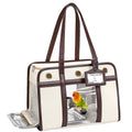Sanmoncare Stylish Bird Carrier with PU Leather Handle, Portable Travel Cage for Cockatiels & Conures, Lightweight Parrot Bag with Stainless Steel Tray, Vet Visit, White