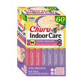 INABA Churu Indoor Care for Hairball Control, Functional Lickable Cat Treat with Taurine & Green Tea Extract, 0.5oz Each, 60 Tubes Total, Tuna & Chicken Variety