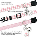 Girl Cat Collars Cute Pink Plaid Breakaway Female Kitten Collars with Bell