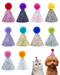 PET SHOW 10 Pack Mini Small Dog Hats with Sequins Puppy Birthday Party Hats Cats Adjustable Holiday Hats Headband Kitten Hats Pet Grooming Costume Accessories