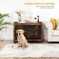 HOOBRO Dog Crate Furniture, 38.6" Large Dog Kennel Indoor, Wooden Cage with Pull-Out Tray, Double Doors Pet House Side End Table for Large/Medium/Small Dogs, Rustic Brown BF982GW03G1