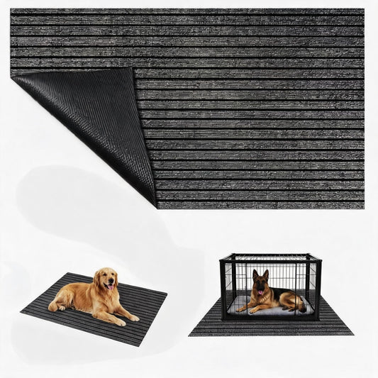 Aethycovi Dog Crate Mat, 47"x32" Striped Design Extra Thick Pet Mats for Under Dog Crate Cages, Absorbent Urine, Puppy Pee Pad Reusable Washable Floor Protector Waterproof Non-Slip (Dark Gray - M)