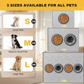 Pieviev 16''x12'' Dog Cat Food Bowl Mat, Silicone Waterproof Food Grade Pet Food Mat for Floor, High Raised Edge to Prevent Spills, Non-Slip & Easy Clean Pet Placemat for Dog & Cat Bowls, Light Gray