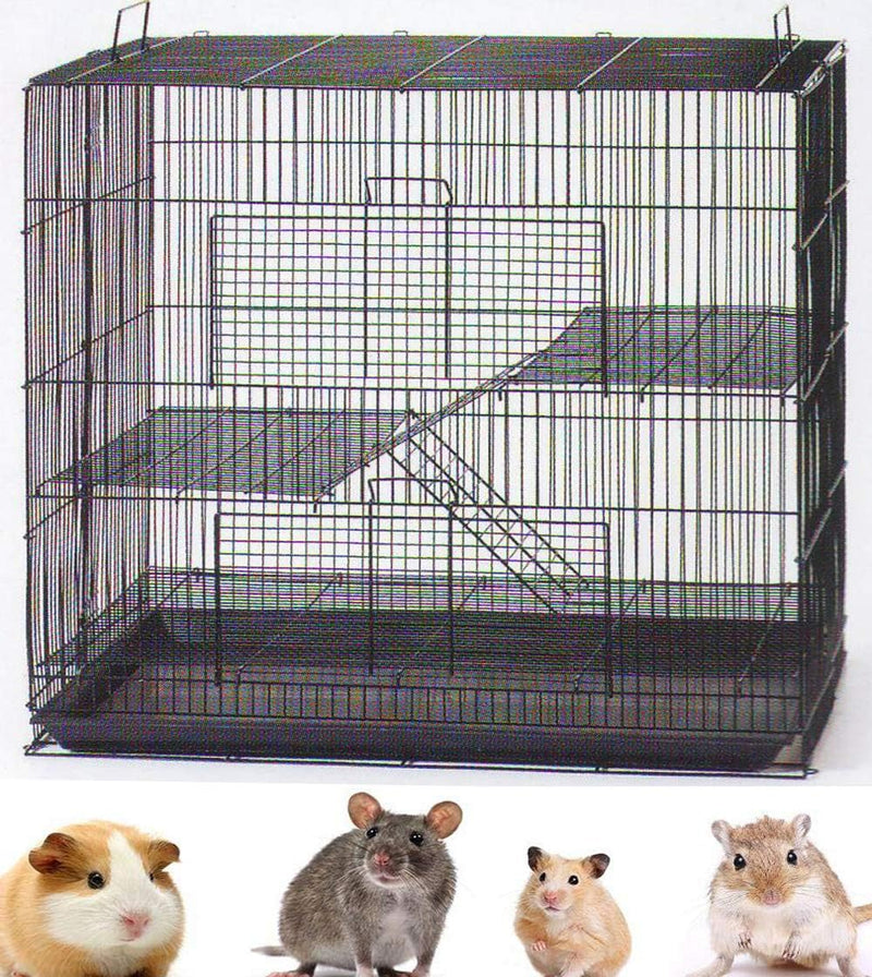 3-Levels Portable Rat Sugar Glider Mouse Small Animal Critter Metal Cage