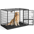 Feandrea 48 Inch Heavy Duty Dog Crate, Metal Escape Proof Dog Kennel with Double Doors and Convenient Feeding Door, Removable Tray, Easy to Clean, XXL Dog Crate for Large and Medium Dogs, Black
