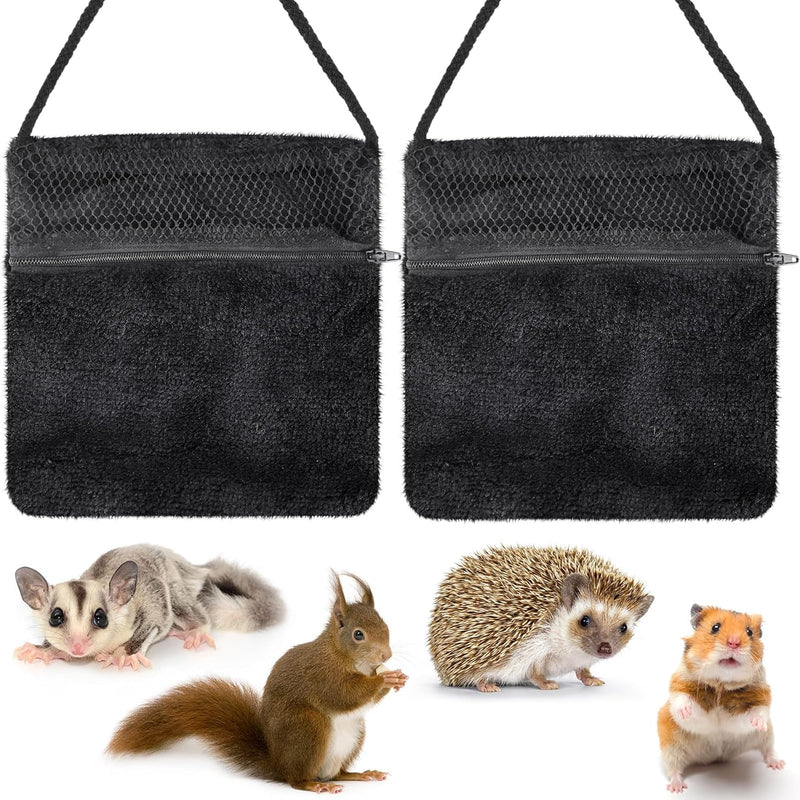Sweetude 2 Pcs Sugar Glider Pouch Breathable Carrying Bonding Pouch Soft Hamster Carrier with Strap Zipper Small Animal 