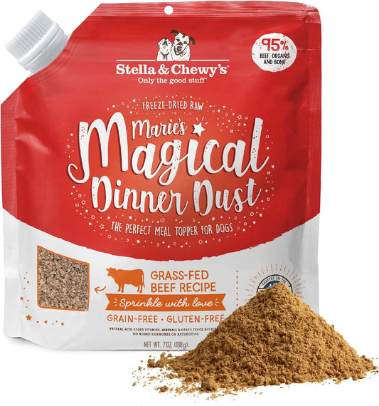 Stella & Chewy’s Freeze-Dried Raw Marie's Magical Dinner Dust – Protein Rich, Grain Free Dog & Puppy Food Topper – Grass