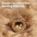 2 Pack Hanging Bird Nest, Handwoven Natural Grass Bird House with Waterproof Roof & Coconut Fiber Padding, Outdoor Bird 