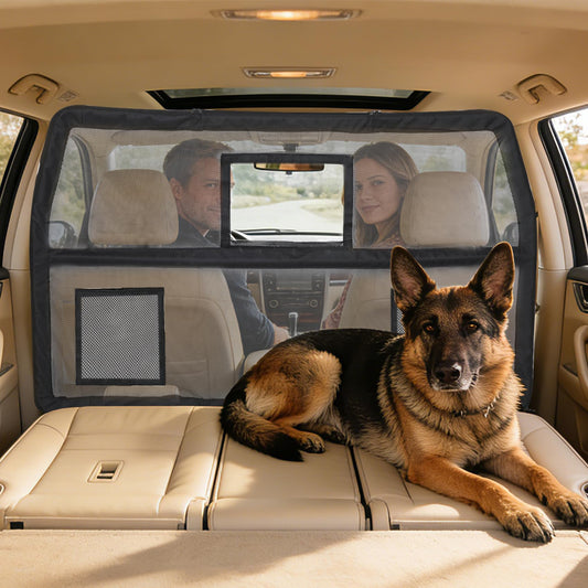 benut 52" Wide Dog Car Barrier with Window & Steel Frame, Universal Fit for Cars, Sedans,SUVs,and Trucks, Car Barrier for Escape-Proof, Vehicle Gate for Dog Travel