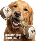 Tennis Ball Rope Toy for Dogs, 2-in-1 Fetch & Tug Chew Toy, Tug of War Toy