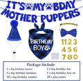 STMK Dog Birthday Decorations, Multi Sizes Dog Birthday Hat with Numbers Bandana Bow Tie It’s My Bday Mother Puppers Banner for Small Medium Dogs Pets (Blue, Small)