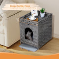 Snughome Cat Litter Box Enclosure Furniture Hidden with Cat Litter Mat, Hidden Cat Washroom Furniture with Door, Handwov