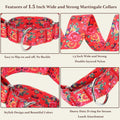 Wide Martingale Collar for Dogs,Red Floral No Pull Dog Collar for Large Dog